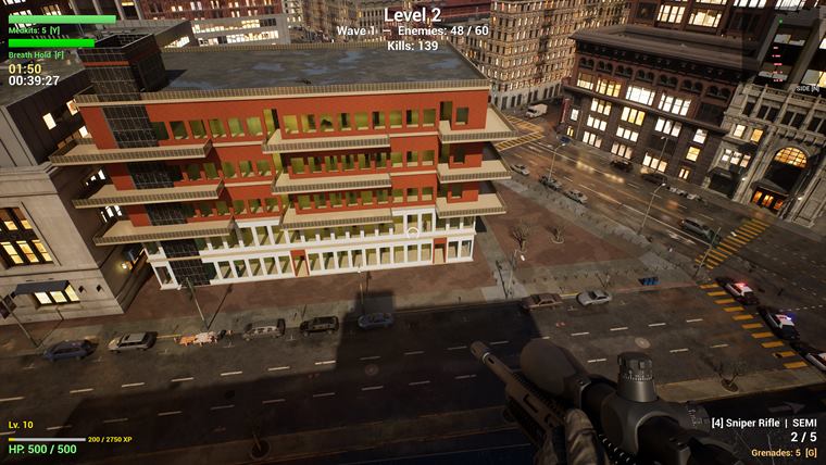 Looking down at the enemy building from above
